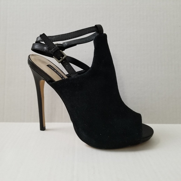 Black Suede Peep Toe Heel - Picture 2 of 3